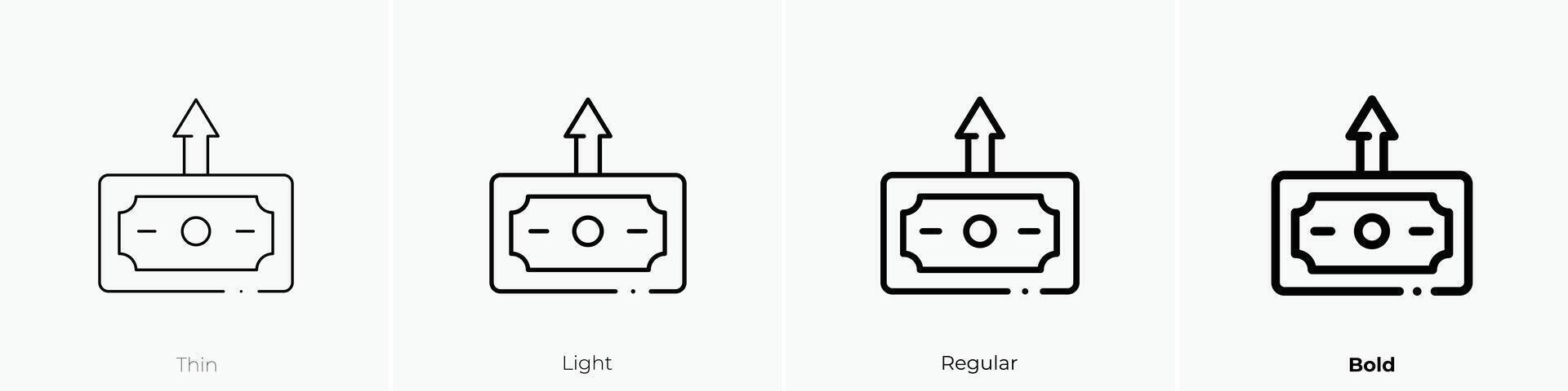 dollar bill icon. Thin, Light, Regular And Bold style design isolated on white background vector