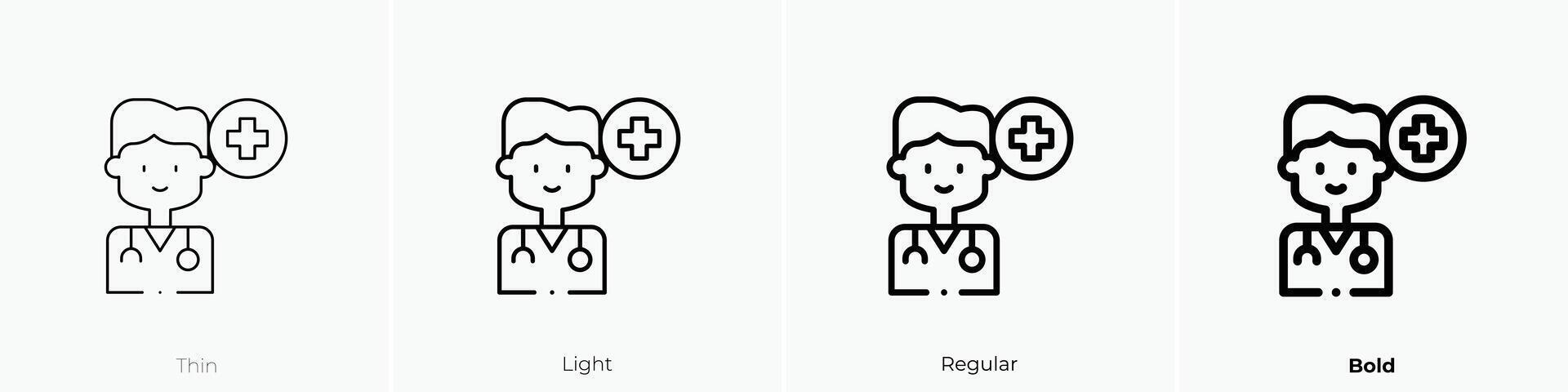 doctor icon. Thin, Light, Regular And Bold style design isolated on white background vector