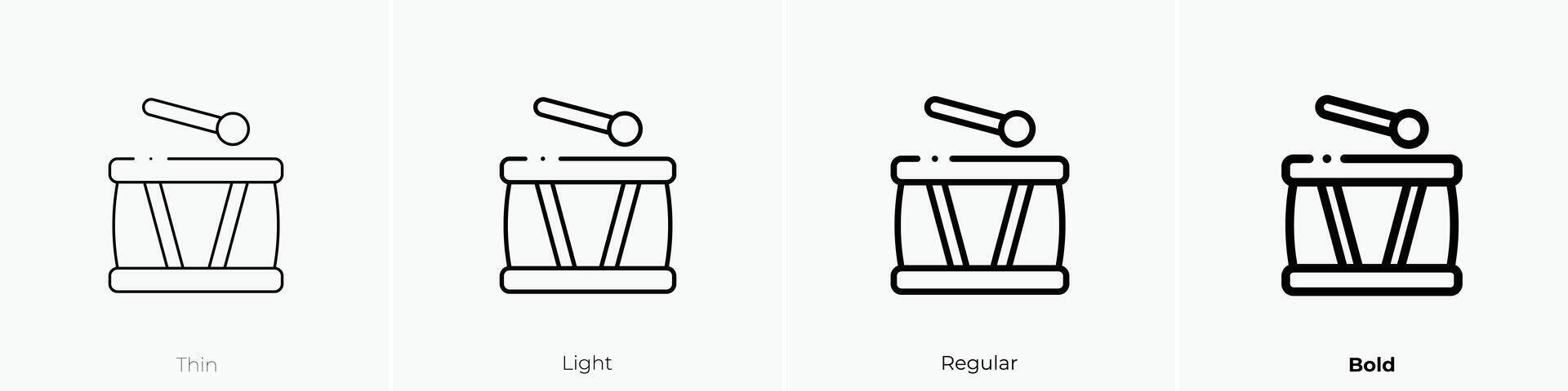 drum icon. Thin, Light, Regular And Bold style design isolated on white background vector