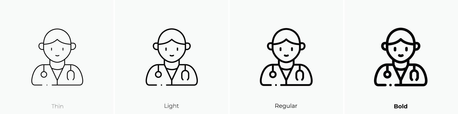 doctor icon. Thin, Light, Regular And Bold style design isolated on white background vector