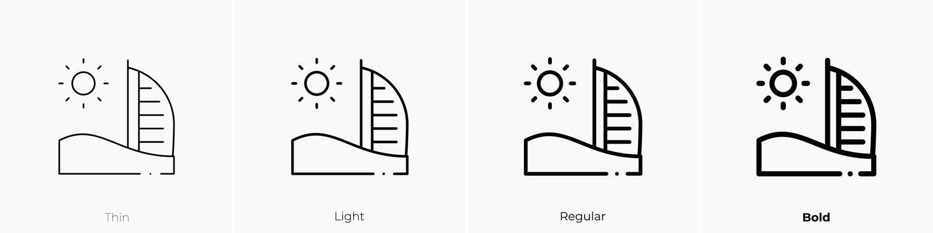 dubai icon. Thin, Light, Regular And Bold style design isolated on white background vector
