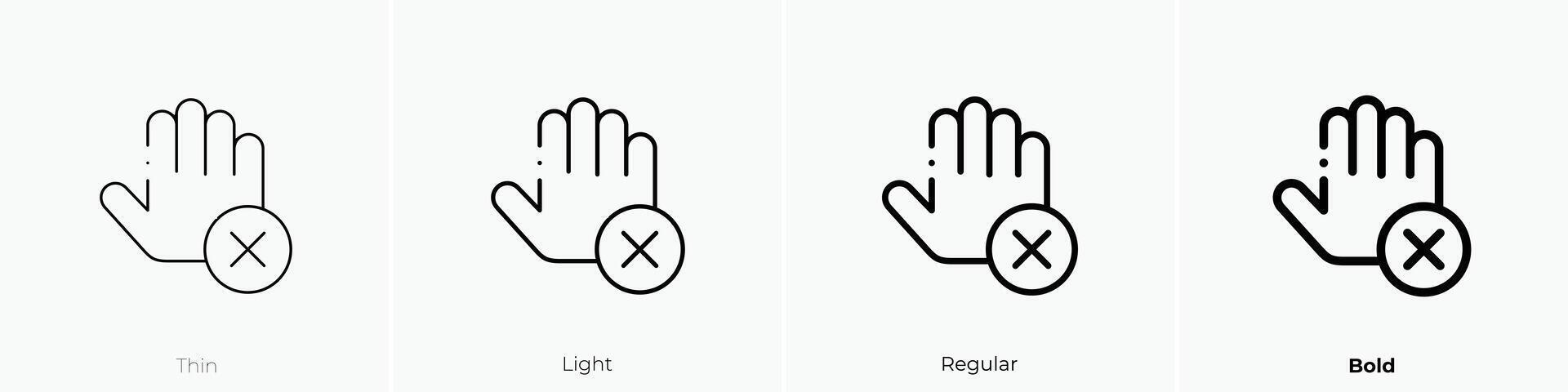 dont touch icon. Thin, Light, Regular And Bold style design isolated on white background vector