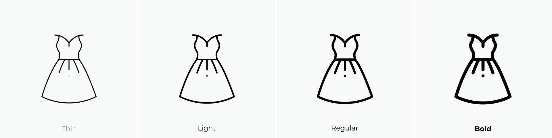 dress icon. Thin, Light, Regular And Bold style design isolated on white background vector