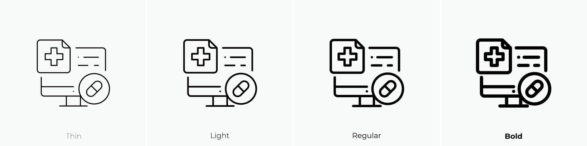 drug icon. Thin, Light, Regular And Bold style design isolated on white background vector