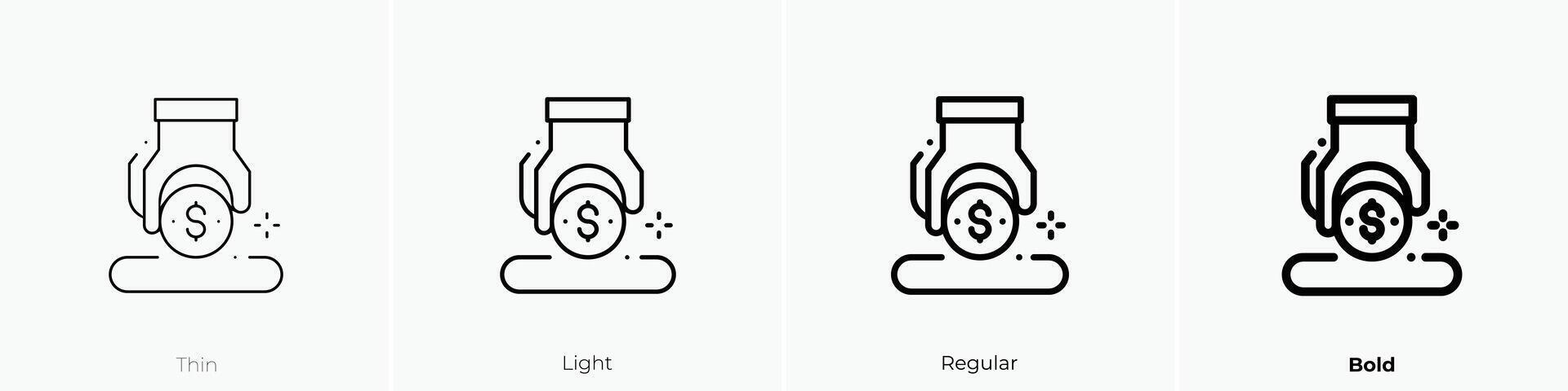 donation icon. Thin, Light, Regular And Bold style design isolated on white background vector