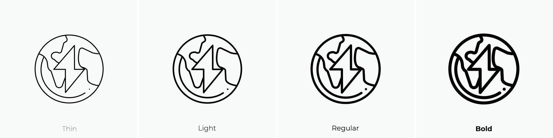 earth icon. Thin, Light, Regular And Bold style design isolated on white background vector