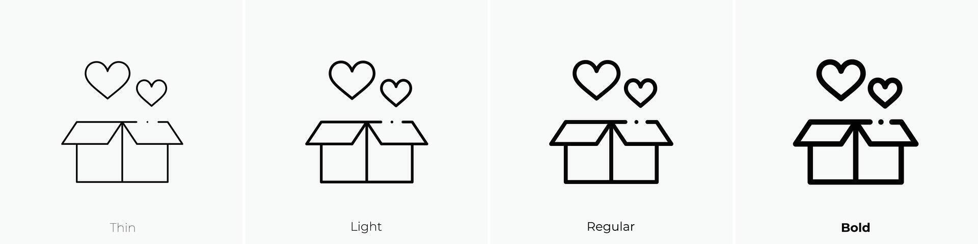 donation icon. Thin, Light, Regular And Bold style design isolated on white background vector