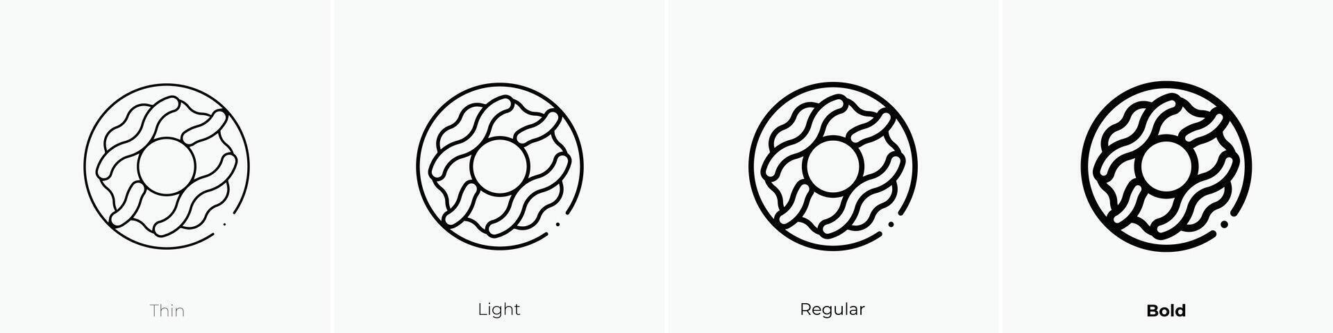 donut icon. Thin, Light, Regular And Bold style design isolated on white background vector