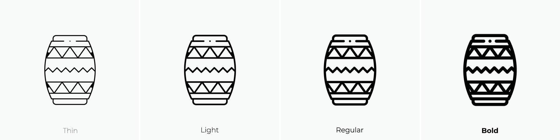 drum icon. Thin, Light, Regular And Bold style design isolated on white background vector