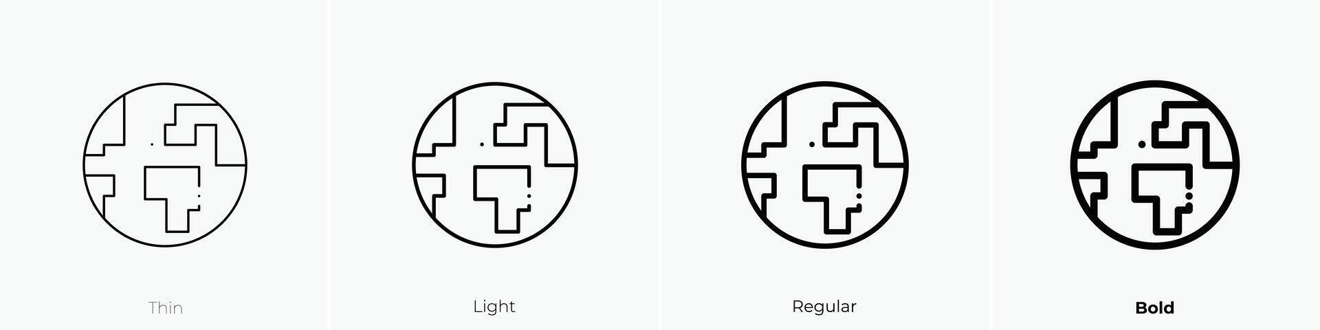 earth icon. Thin, Light, Regular And Bold style design isolated on white background vector