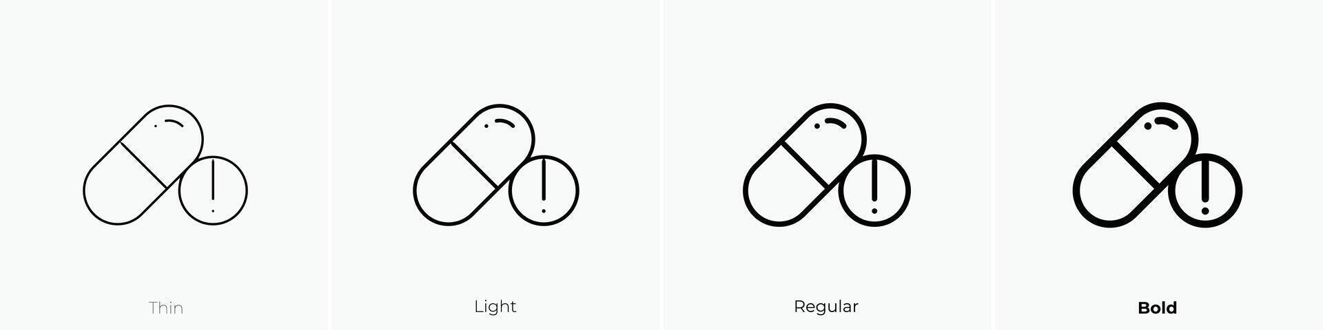 drugs icon. Thin, Light, Regular And Bold style design isolated on white background vector