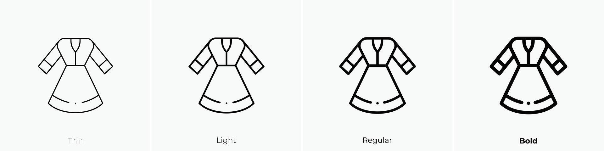 dress icon. Thin, Light, Regular And Bold style design isolated on white background vector