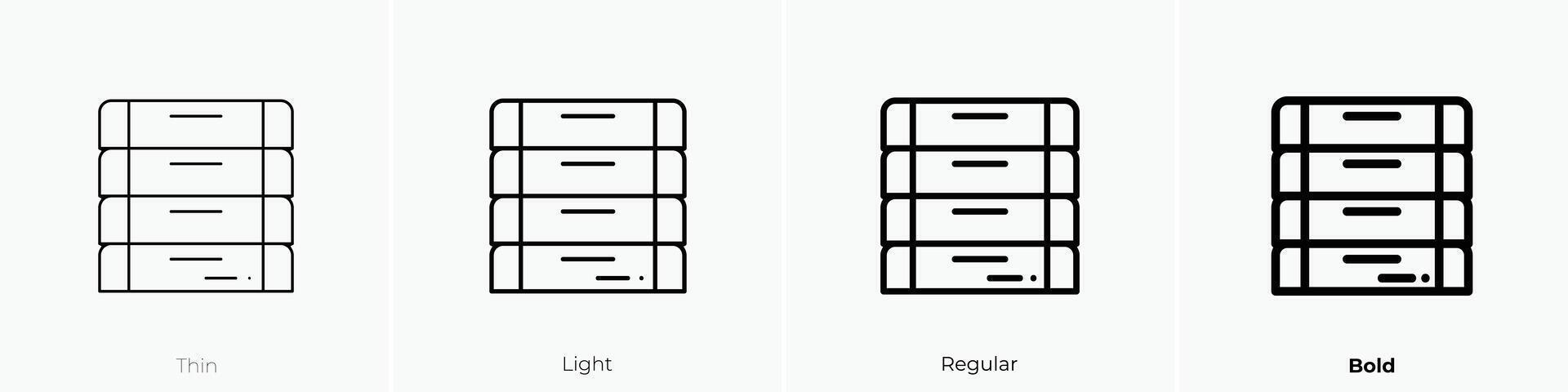 drawers icon. Thin, Light, Regular And Bold style design isolated on white background vector
