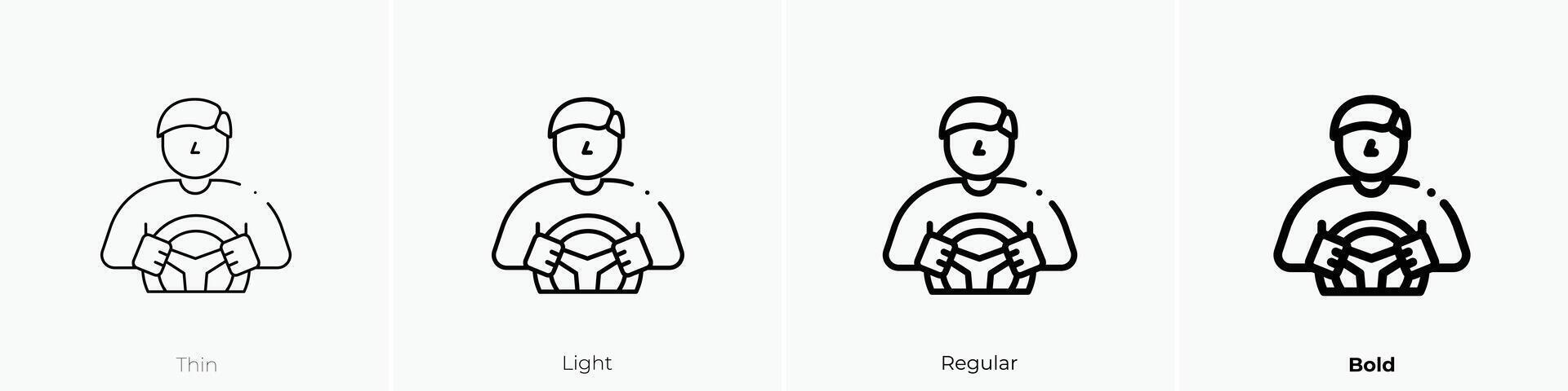 driver icon. Thin, Light, Regular And Bold style design isolated on white background vector