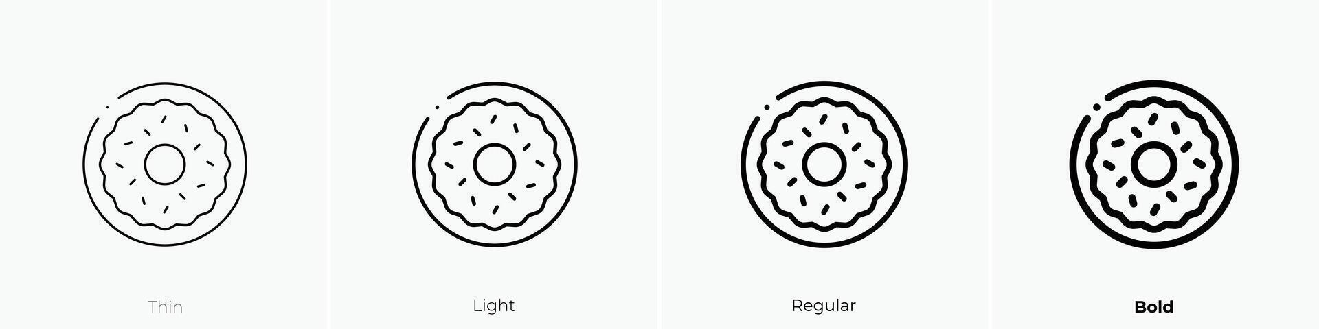 doughnut icon. Thin, Light, Regular And Bold style design isolated on white background vector
