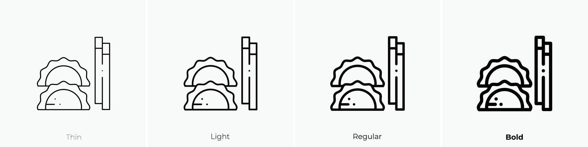 dumpling icon. Thin, Light, Regular And Bold style design isolated on white background vector