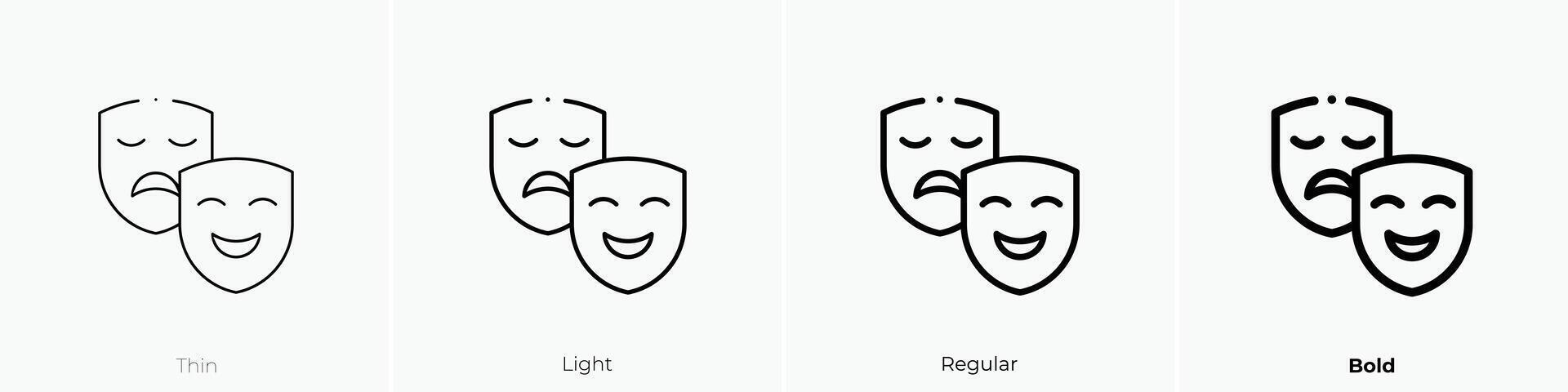 drama icon. Thin, Light, Regular And Bold style design isolated on white background vector