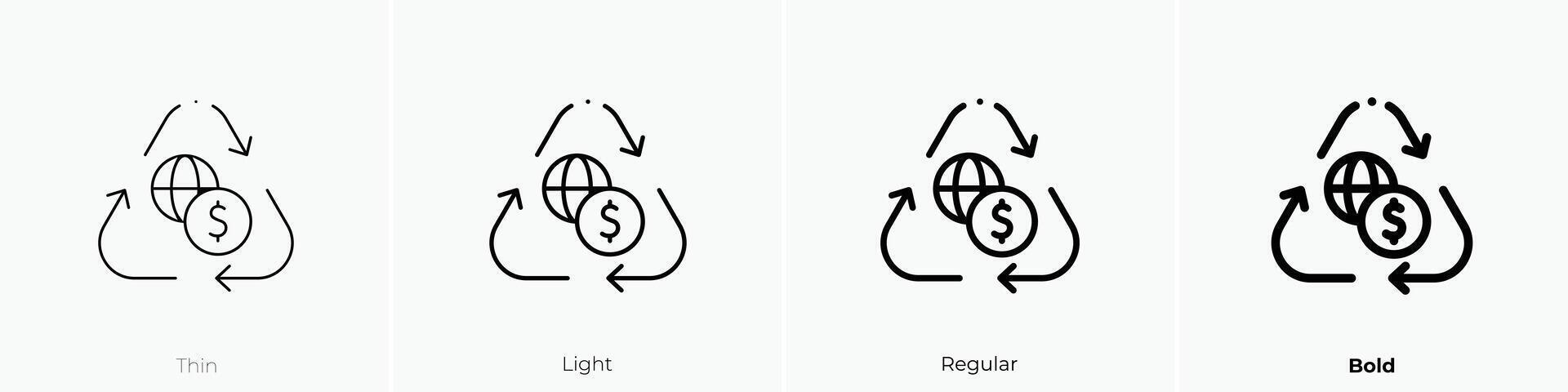 economy icon. Thin, Light, Regular And Bold style design isolated on white background vector