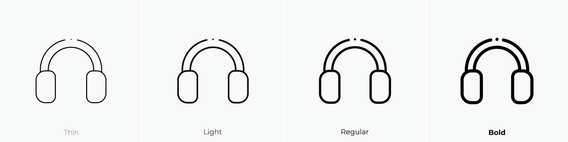 earmuffs icon. Thin, Light, Regular And Bold style design isolated on white background vector