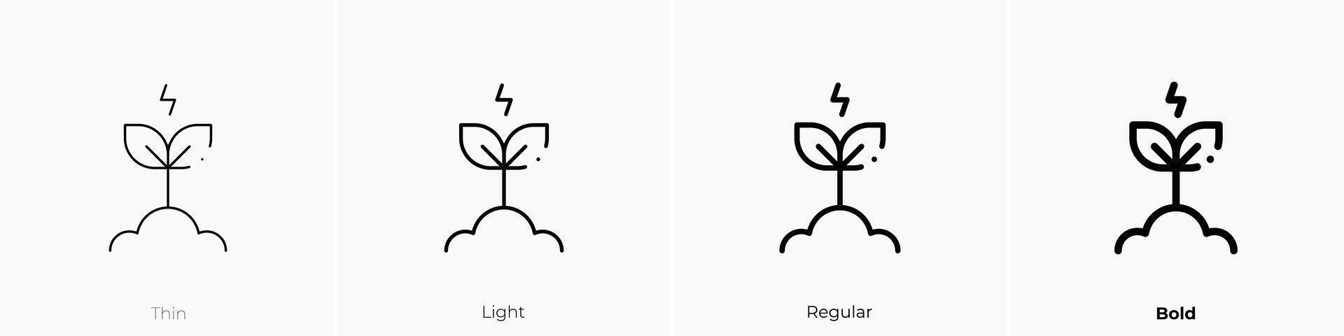 energy icon. Thin, Light, Regular And Bold style design isolated on white background vector