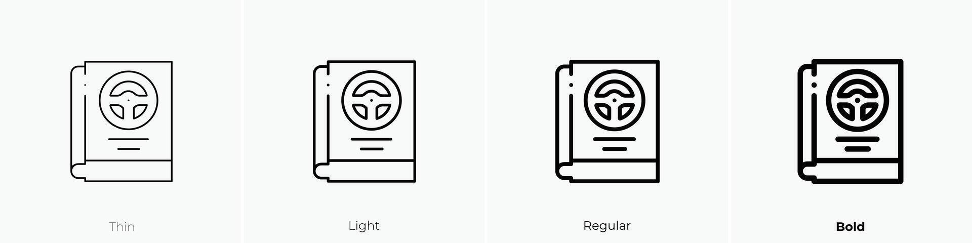 driving icon. Thin, Light, Regular And Bold style design isolated on white background vector