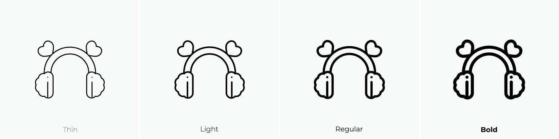 earmuffs icon. Thin, Light, Regular And Bold style design isolated on white background vector