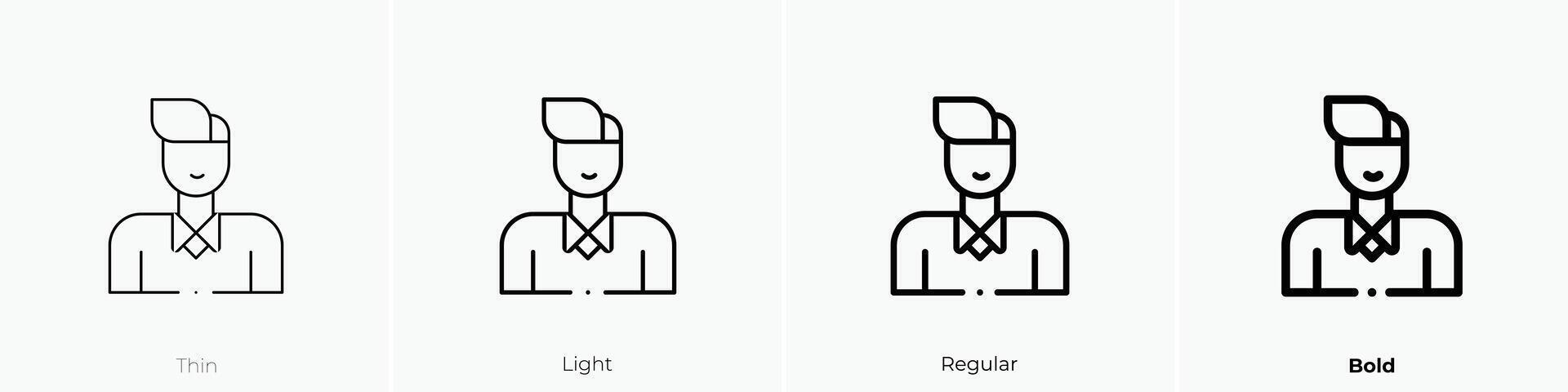 employee icon. Thin, Light, Regular And Bold style design isolated on white background vector