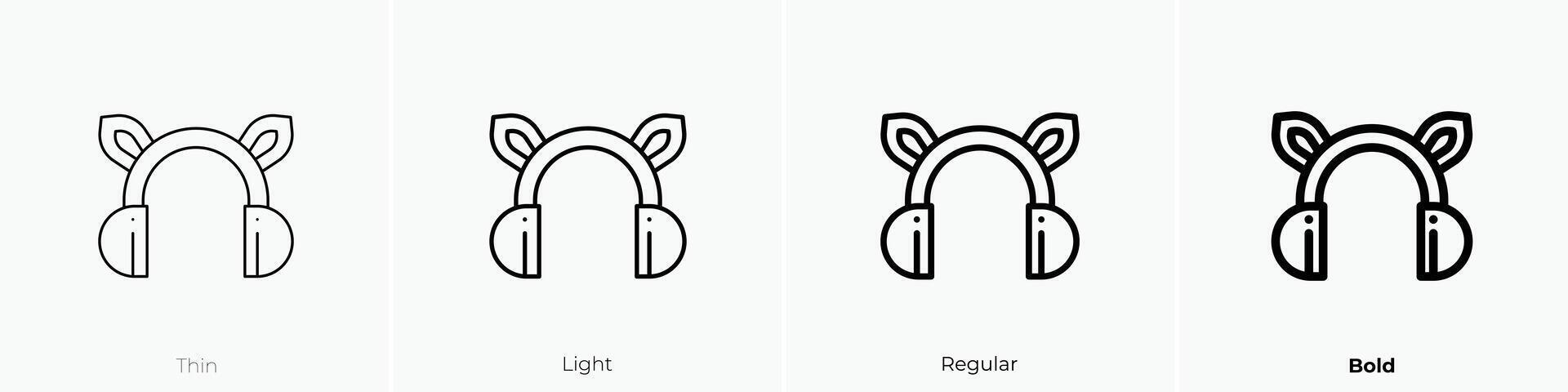 earmuffs icon. Thin, Light, Regular And Bold style design isolated on white background vector
