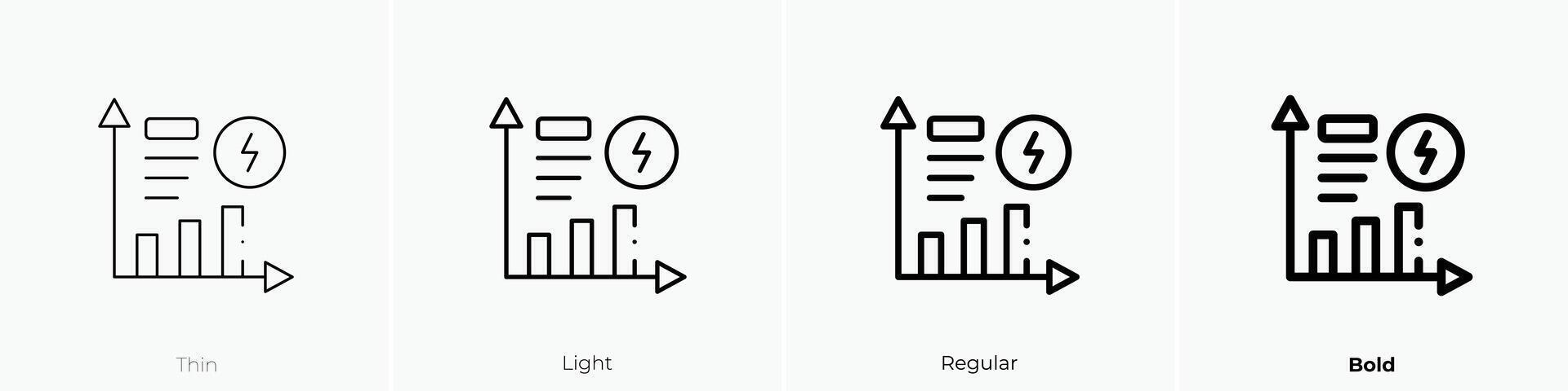 energy costs icon. Thin, Light, Regular And Bold style design isolated on white background vector