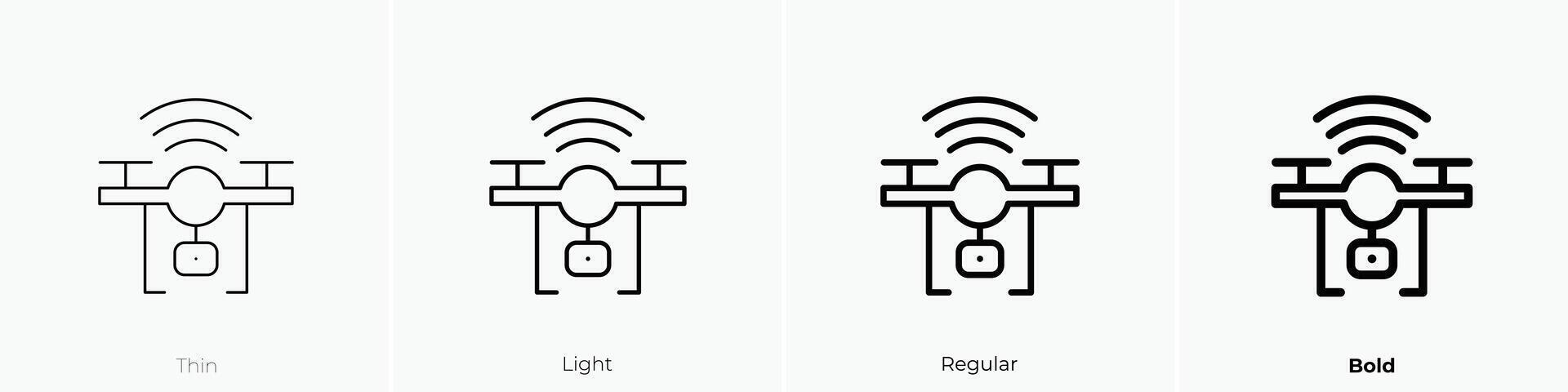 drone icon. Thin, Light, Regular And Bold style design isolated on white background vector