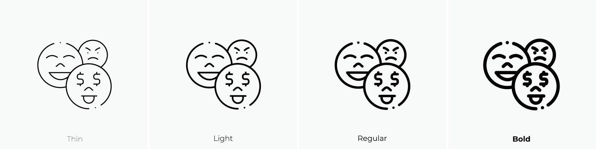 emoji icon. Thin, Light, Regular And Bold style design isolated on white background vector