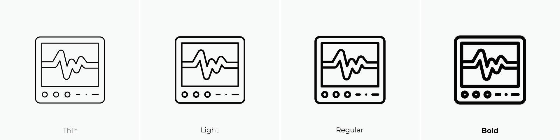 ecg icon. Thin, Light, Regular And Bold style design isolated on white background vector