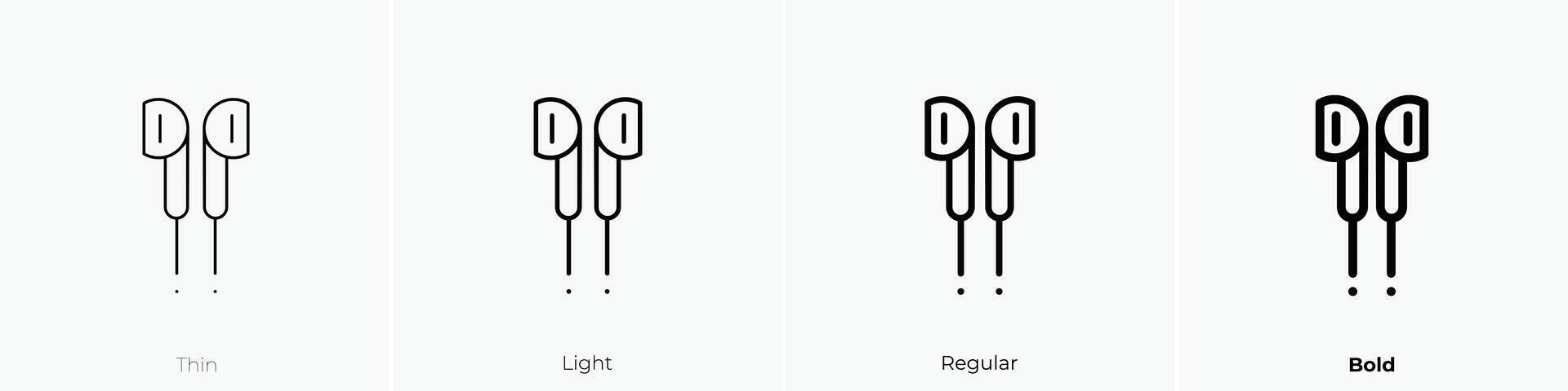 earphones icon. Thin, Light, Regular And Bold style design isolated on white background vector