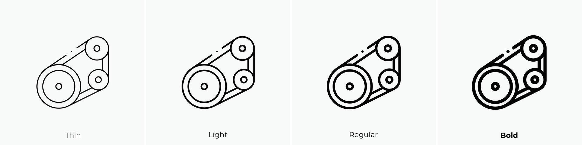 drive belt icon. Thin, Light, Regular And Bold style design isolated on white background vector