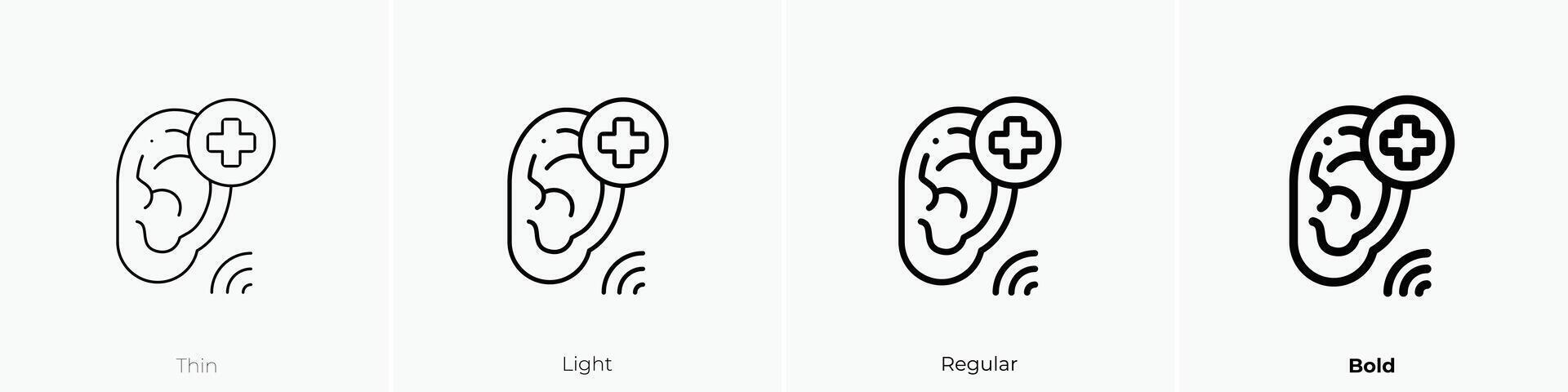 ear icon. Thin, Light, Regular And Bold style design isolated on white background vector