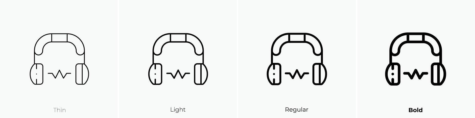 ear protection icon. Thin, Light, Regular And Bold style design isolated on white background vector