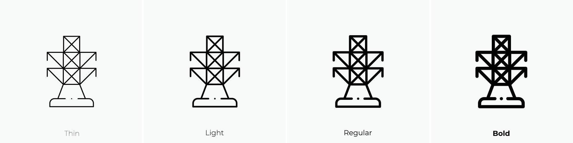 electricity tower icon. Thin, Light, Regular And Bold style design isolated on white background vector
