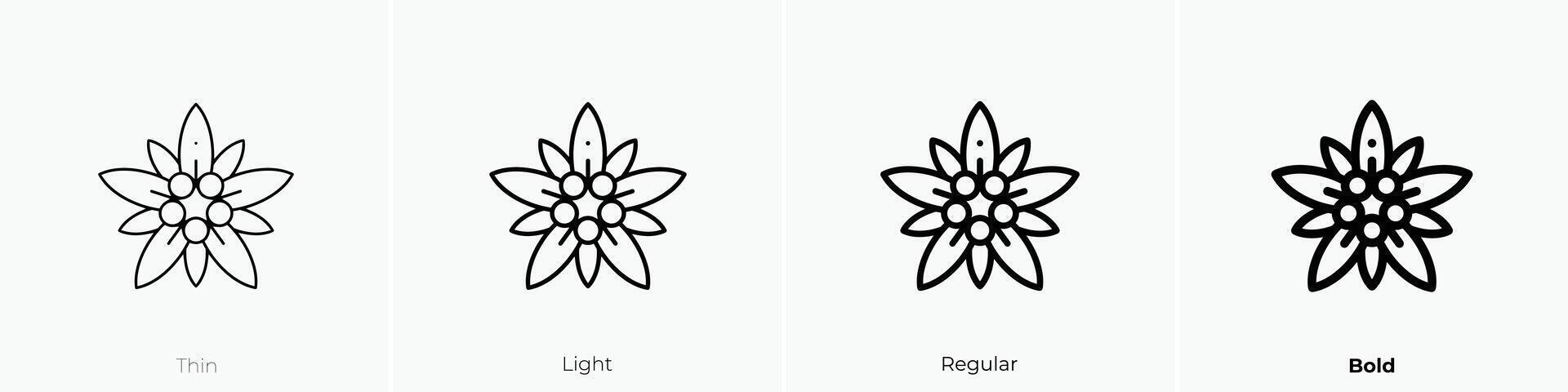 edelweiss icon. Thin, Light, Regular And Bold style design isolated on white background vector