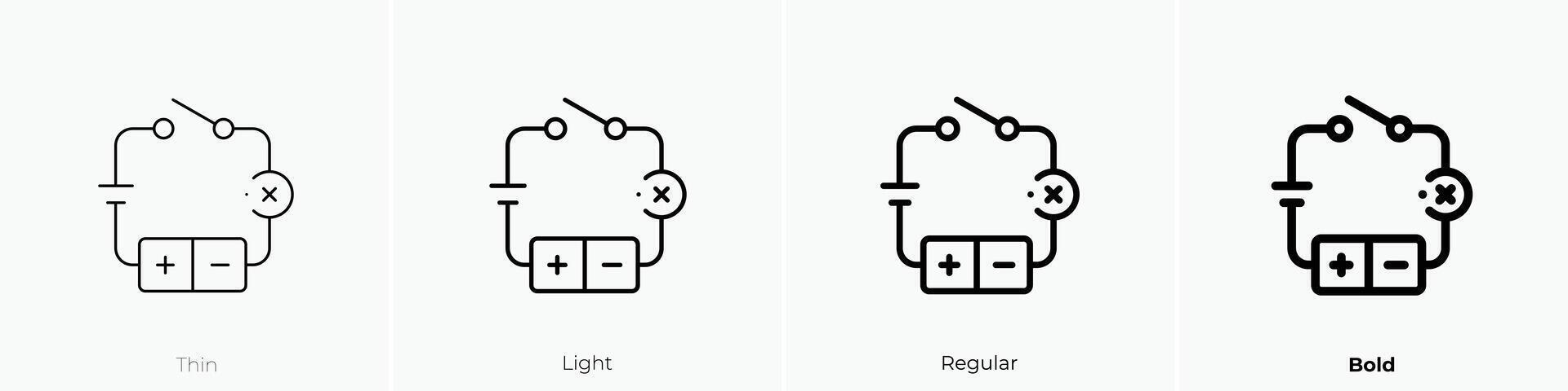 electrical circuit icon. Thin, Light, Regular And Bold style design isolated on white background vector
