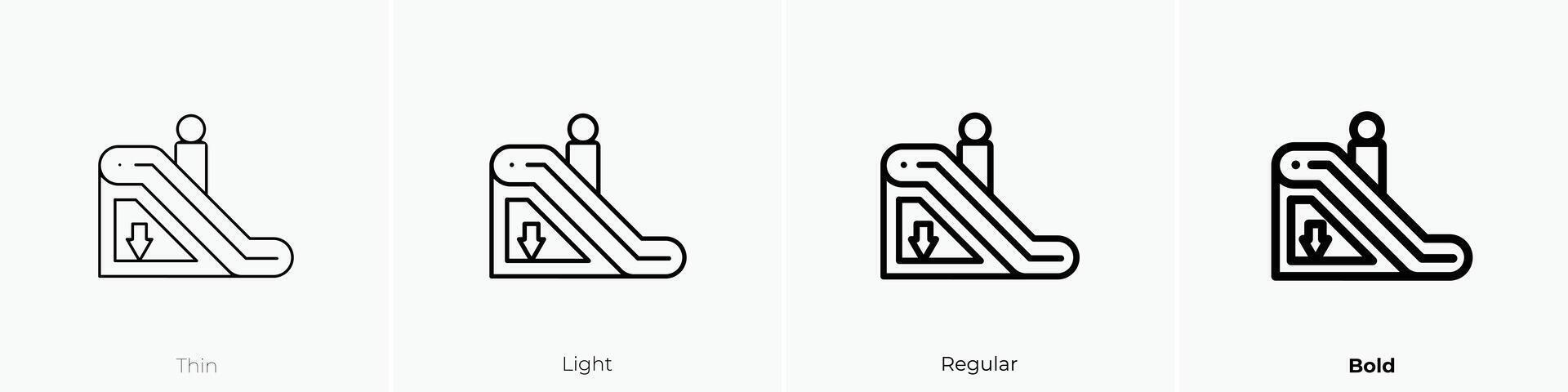 escalator icon. Thin, Light, Regular And Bold style design isolated on white background vector