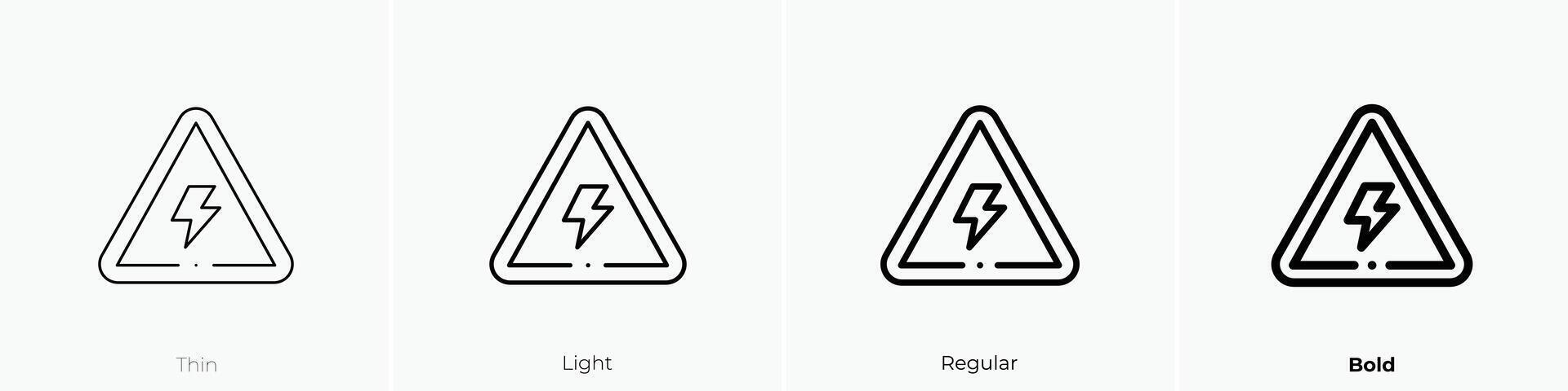 electric danger sign icon. Thin, Light, Regular And Bold style design isolated on white background vector