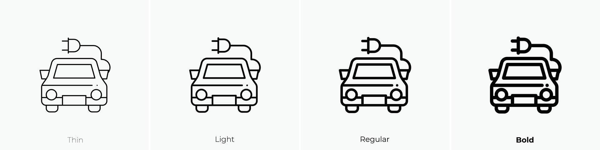 electric car icon. Thin, Light, Regular And Bold style design isolated on white background vector