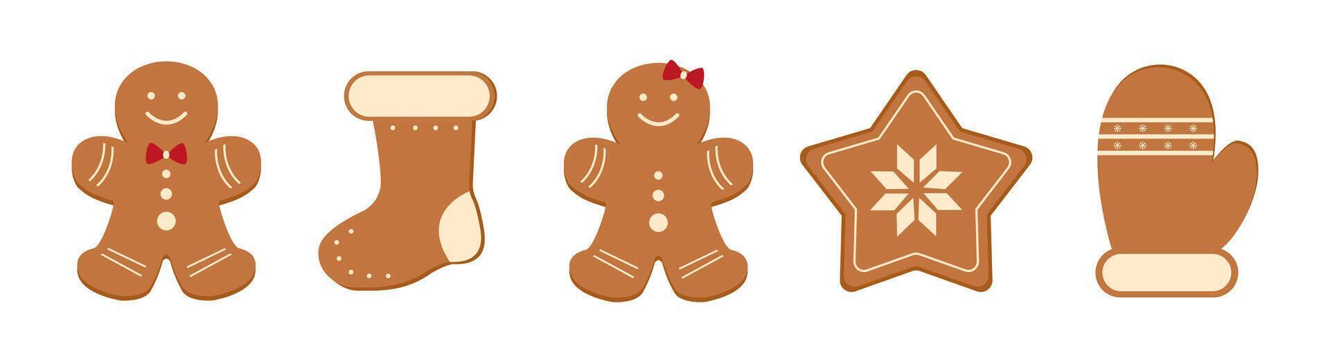 Set of Christmas gingerbread cookies. vector