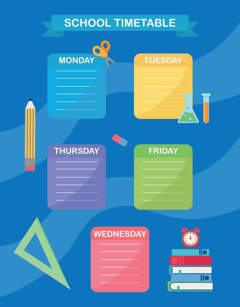 School timetable template with flat deisgn. vector