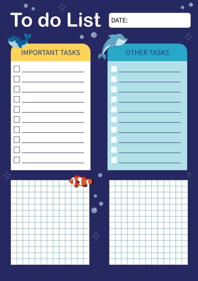 Weekly or daily note card for notes Design template vector