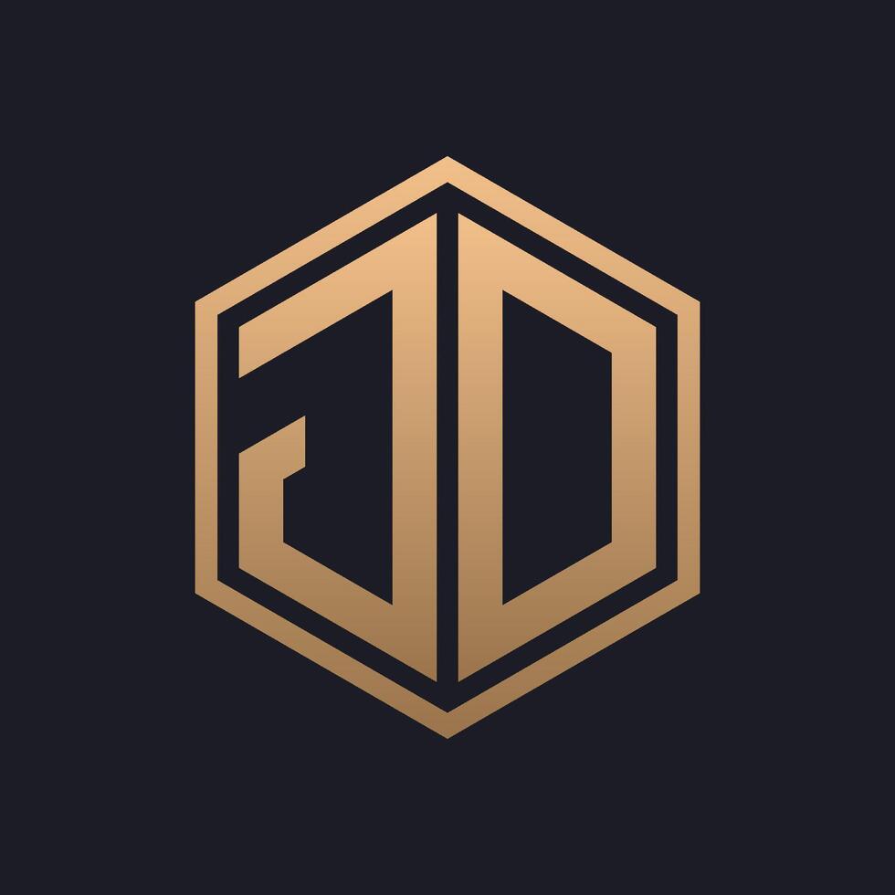 Elegant Hexagon Letter JD Logo Design. Initial Luxurious JD Logo Template vector