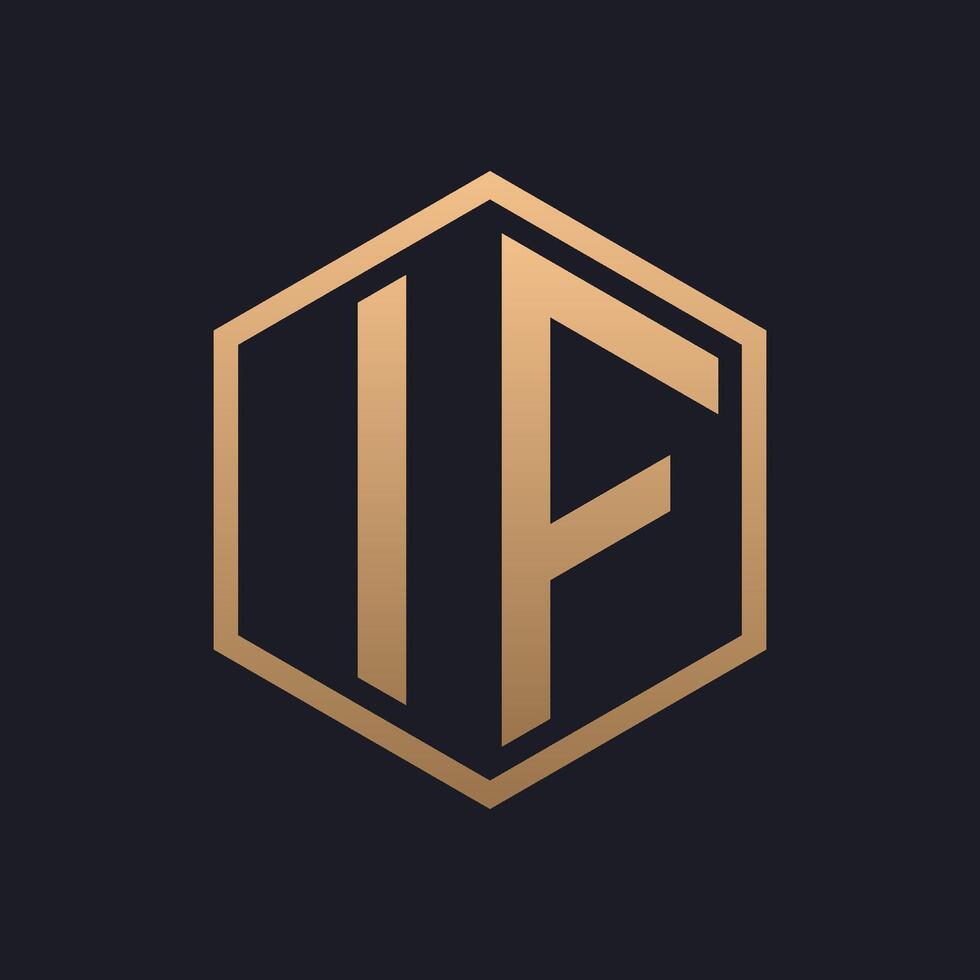 Elegant Hexagon Letter IF Logo Design. Initial Luxurious IF Logo Template vector