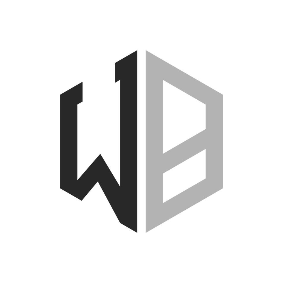 Modern Unique Hexagon Letter WB Logo Design Template. Elegant initial WB Letter Logo Concept vector