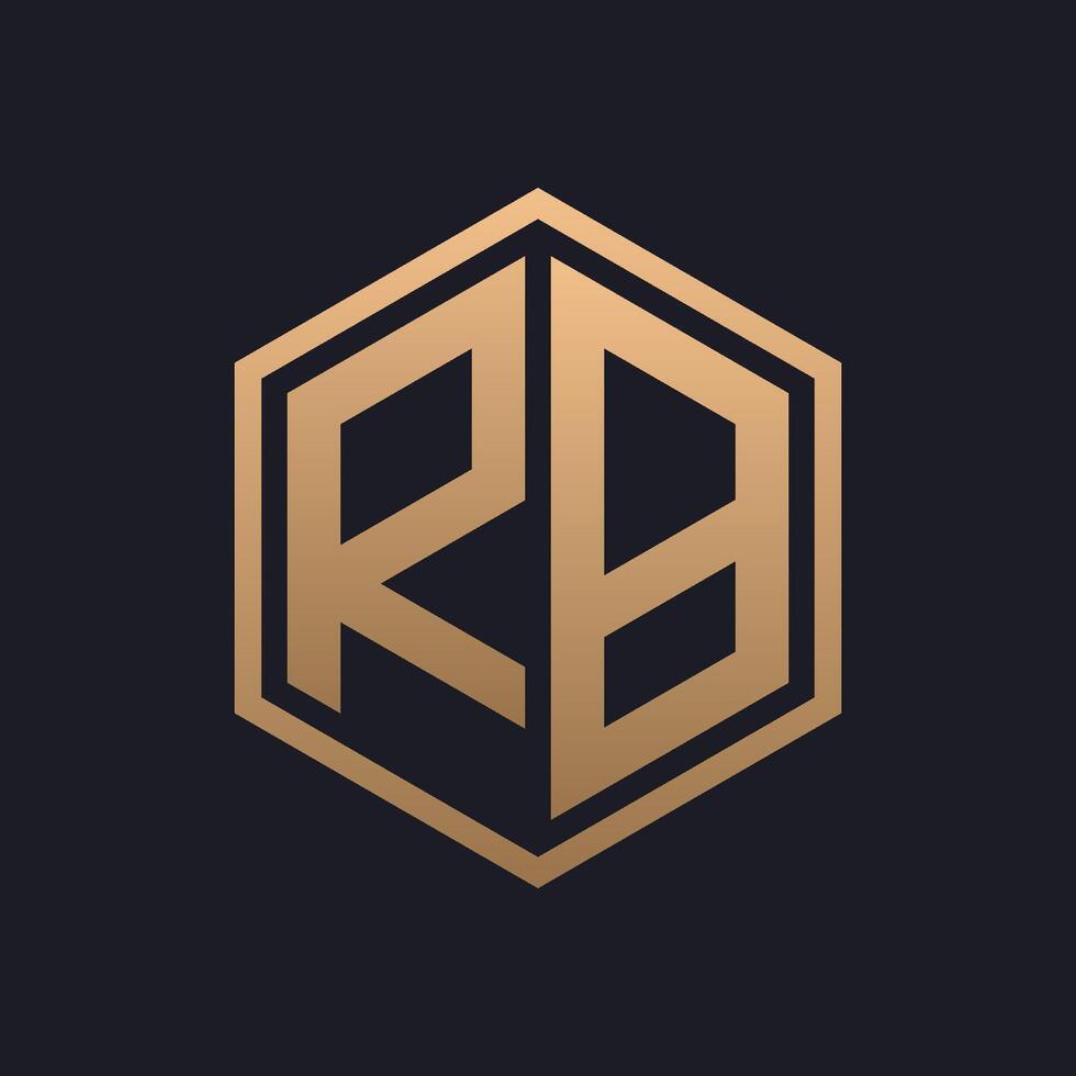 Elegant Hexagon Letter RB Logo Design. Initial Luxurious RB Logo Template vector