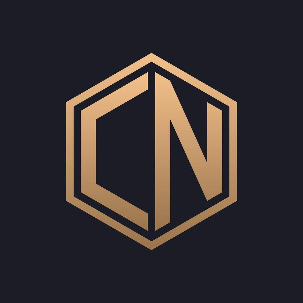 Elegant Hexagon Letter CN Logo Design. Initial Luxurious CN Logo Template vector
